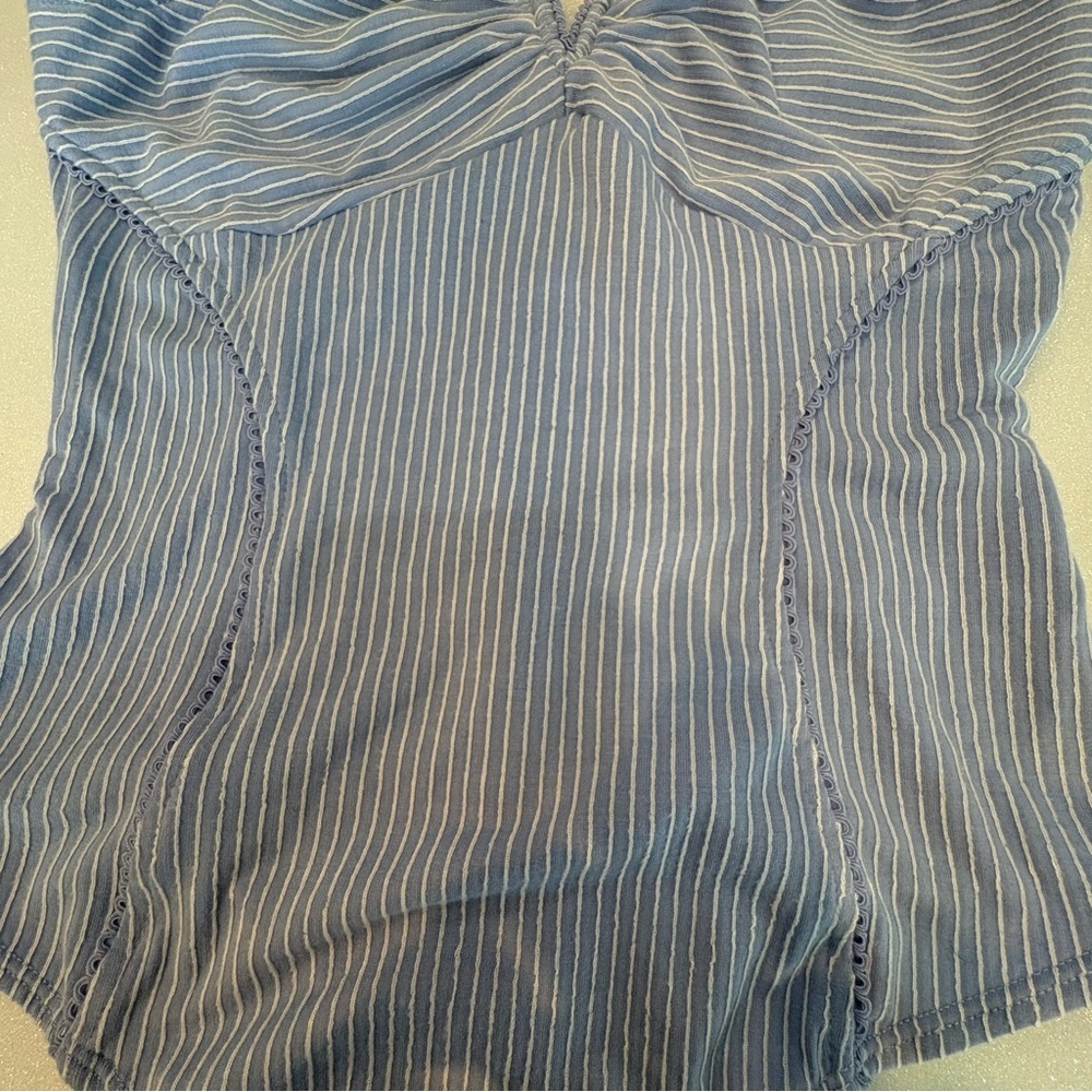 Lulu's Bodysuit Light Blue Striped Adjustable - Picture 5 of 13